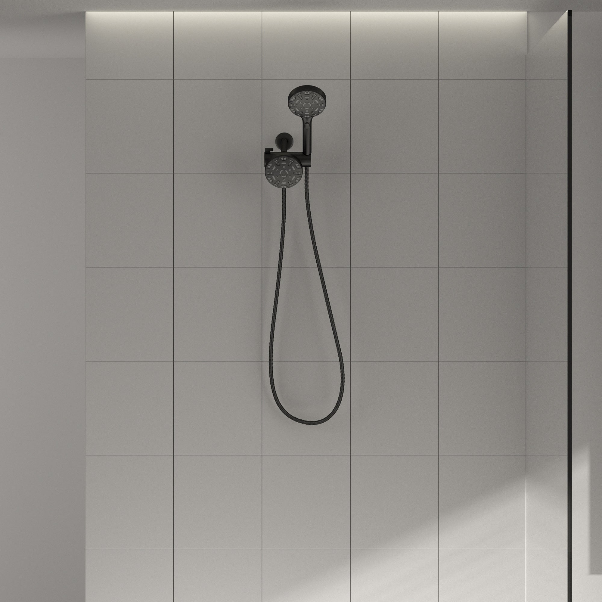 Lordear 5" Stainless Steel Wall Mounted Matte Black Rainfall Round Dual Head Shower Head from Lordear