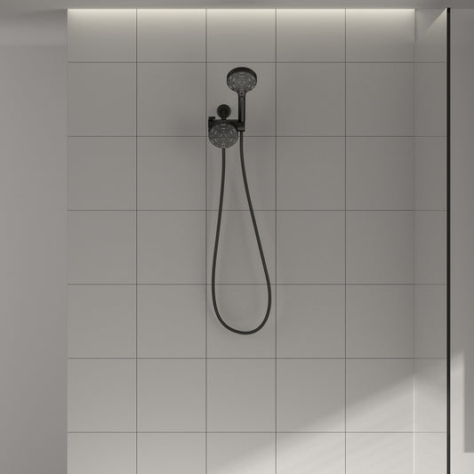 Lordear 5" Stainless Steel Wall Mounted Matte Black Rainfall Round Dual Head Shower Head  from Lordear