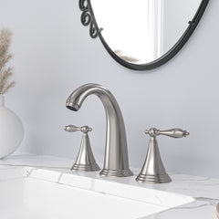Lordear Brass Split Type Dual Handle Bathroom Faucet with Pop-Up Drain And Water Hoses from Lordear