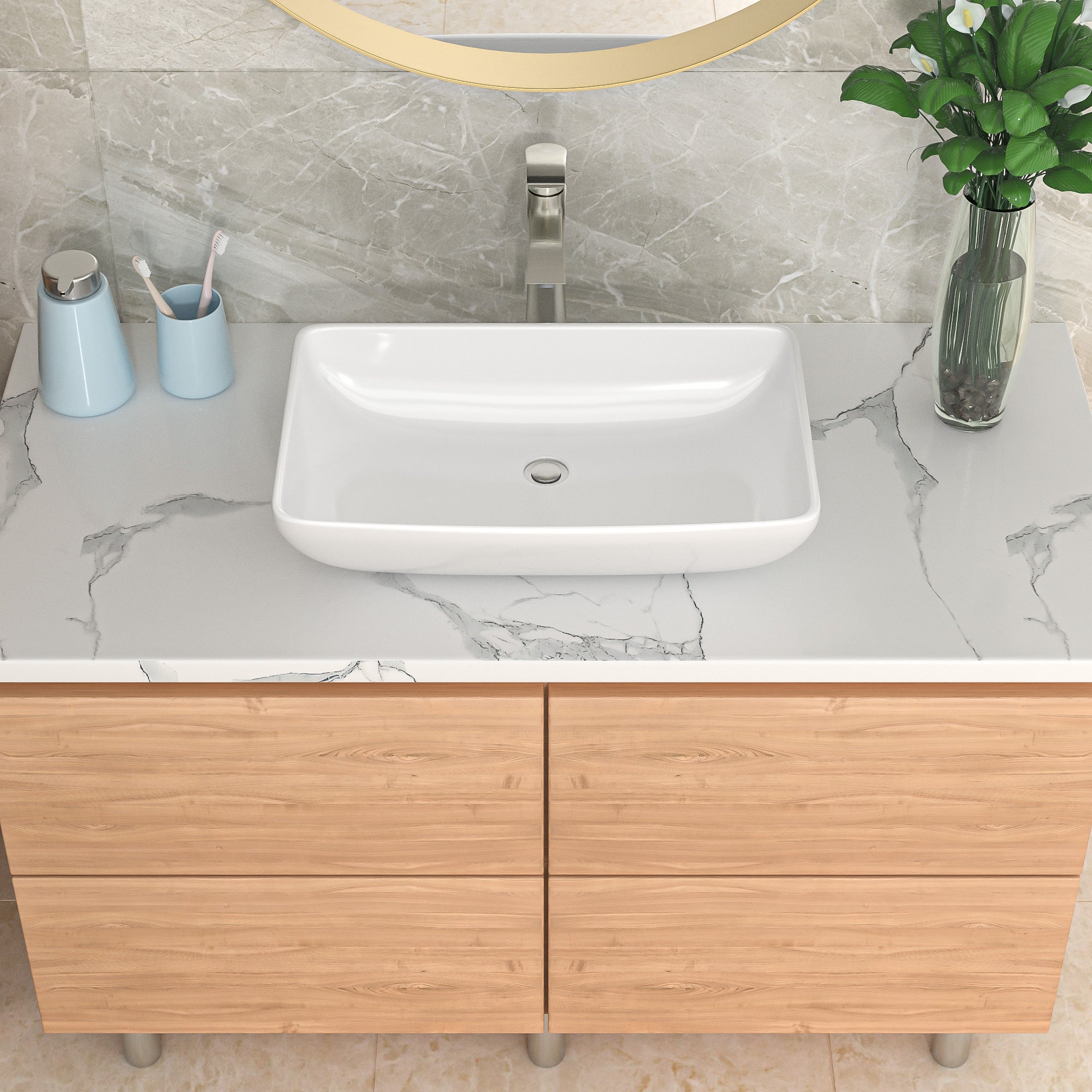 Lordear 24" x 16" White Ceramic Rectangular Vessel Bathroom Sink  from Lordear