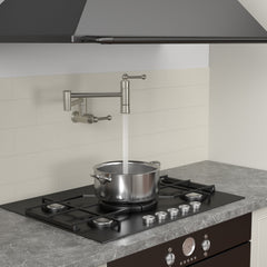 Pot Filler Faucet Solid Brass Wall Mounted in Brushed Nickel from Lordear