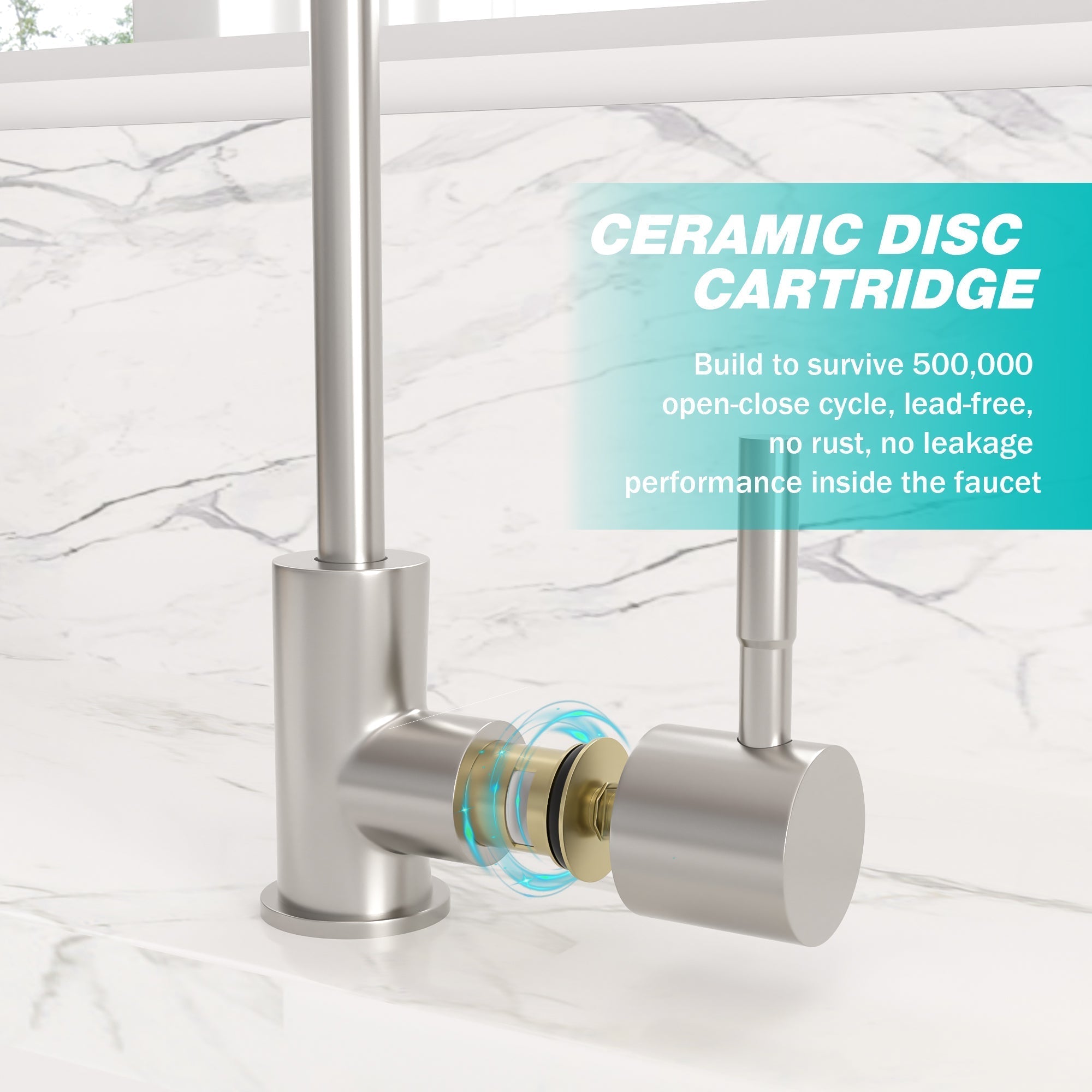 Lordear Brass 360 Degree Rotating Booster Filter Kitchen Faucet from Lordear