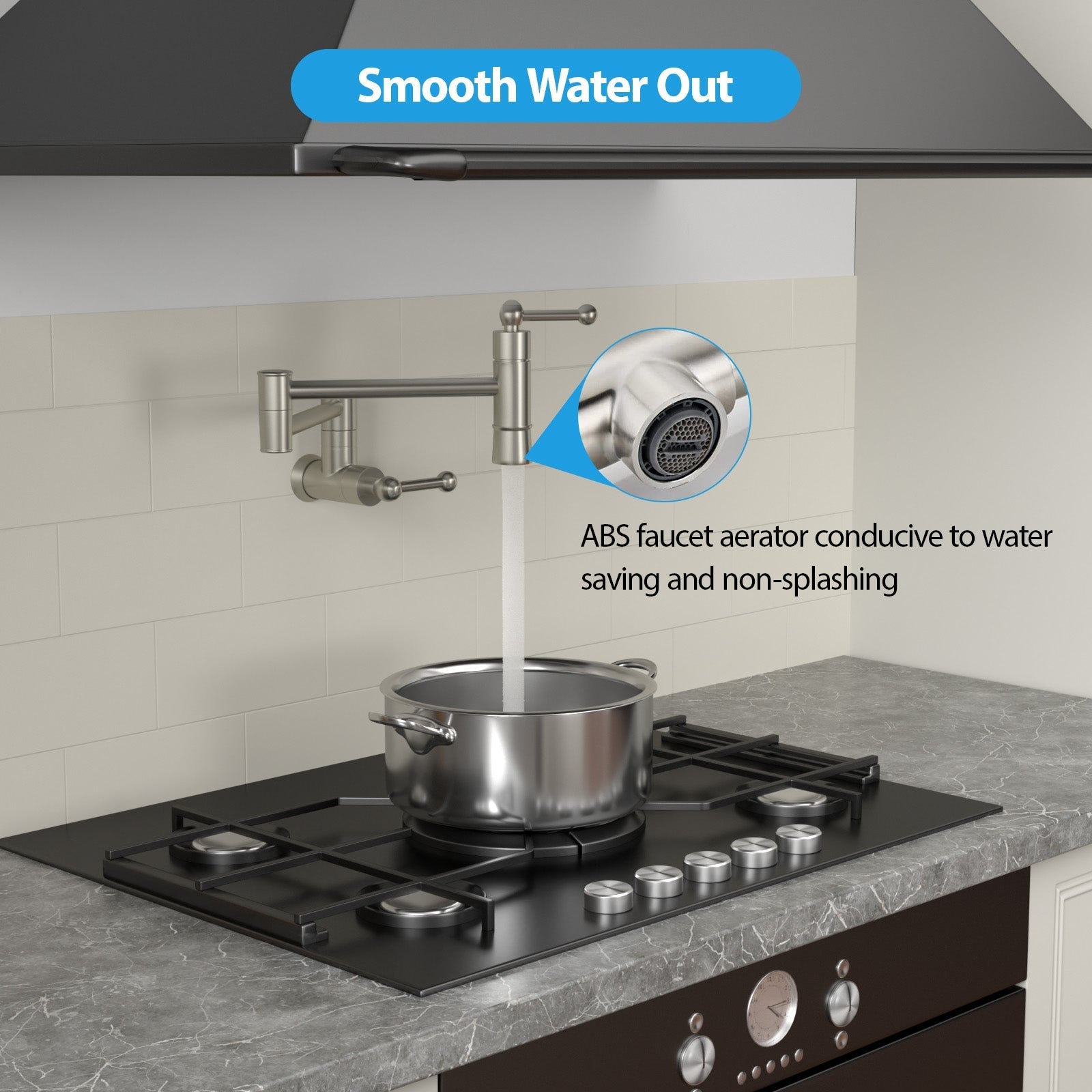 Pot Filler Faucet Solid Brass Wall Mounted in Brushed Nickel from Lordear