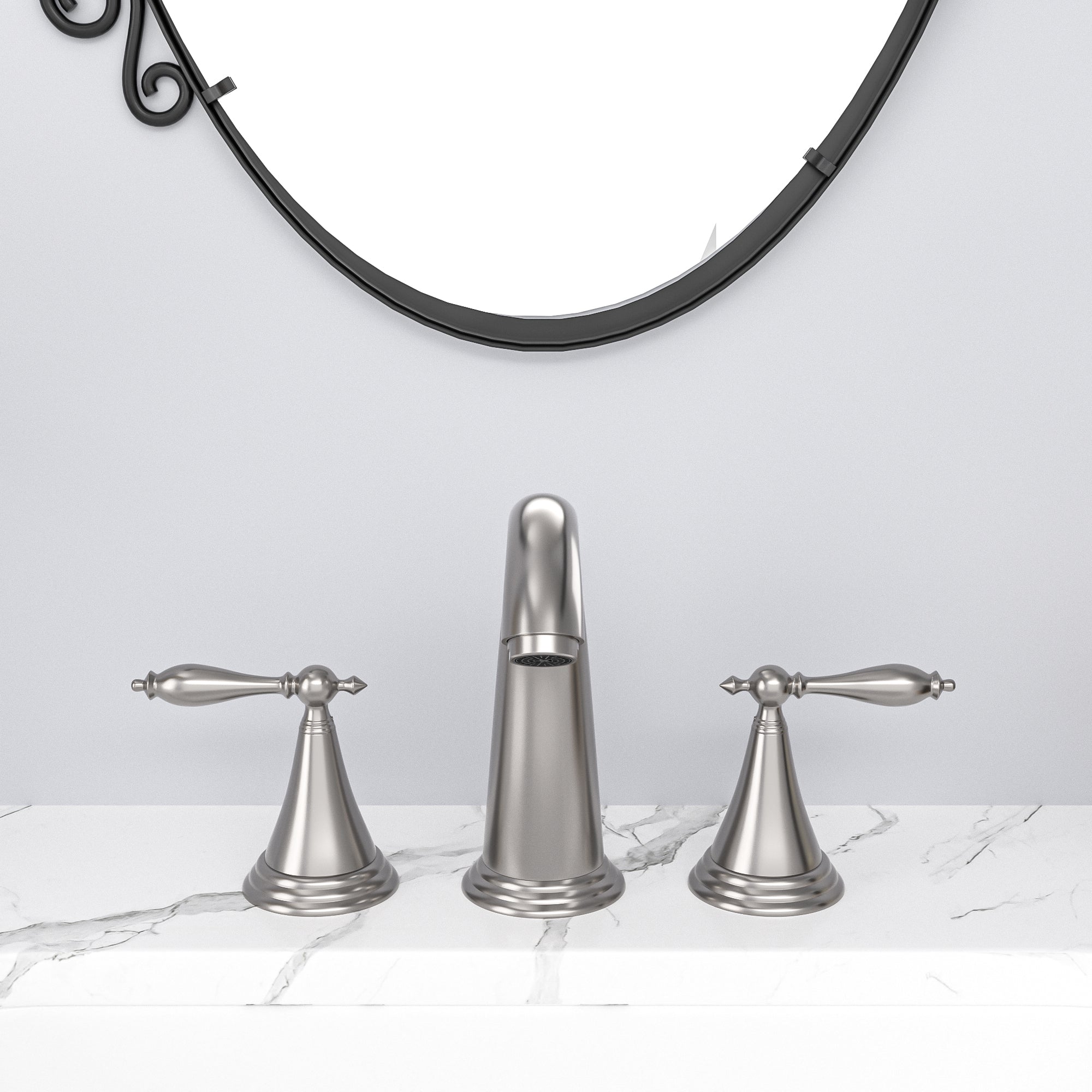 Lordear Brass Split Type Dual Handle Bathroom Faucet with Pop-Up Drain And Water Hoses from Lordear