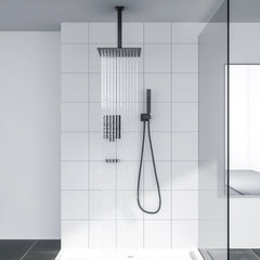 Lordear 12" Stainless Steel Wall Mounted Square Rainfall Shower Head System Faucet Set from Lordear