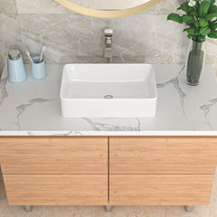 Lordear 21" x 14" White Ceramic Countertop Rectangular Vessel Bathroom Sink from Lordear