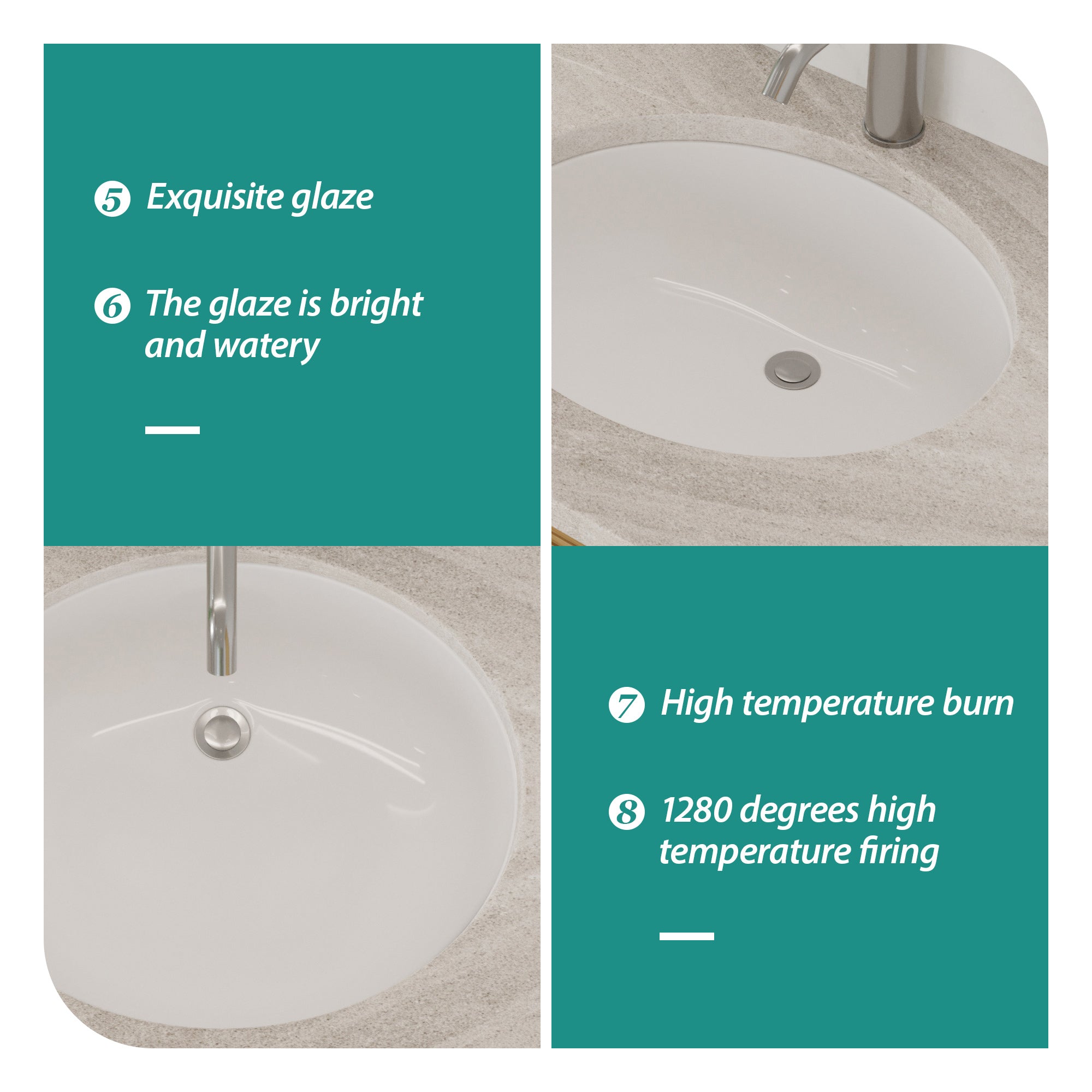Lordear 19.5" x 16" Ceramic White Oval Undermount Bathroom Sink with Overflow from Lordear
