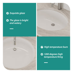Lordear 19.5" x 16" Ceramic White Oval Undermount Bathroom Sink with Overflow from Lordear