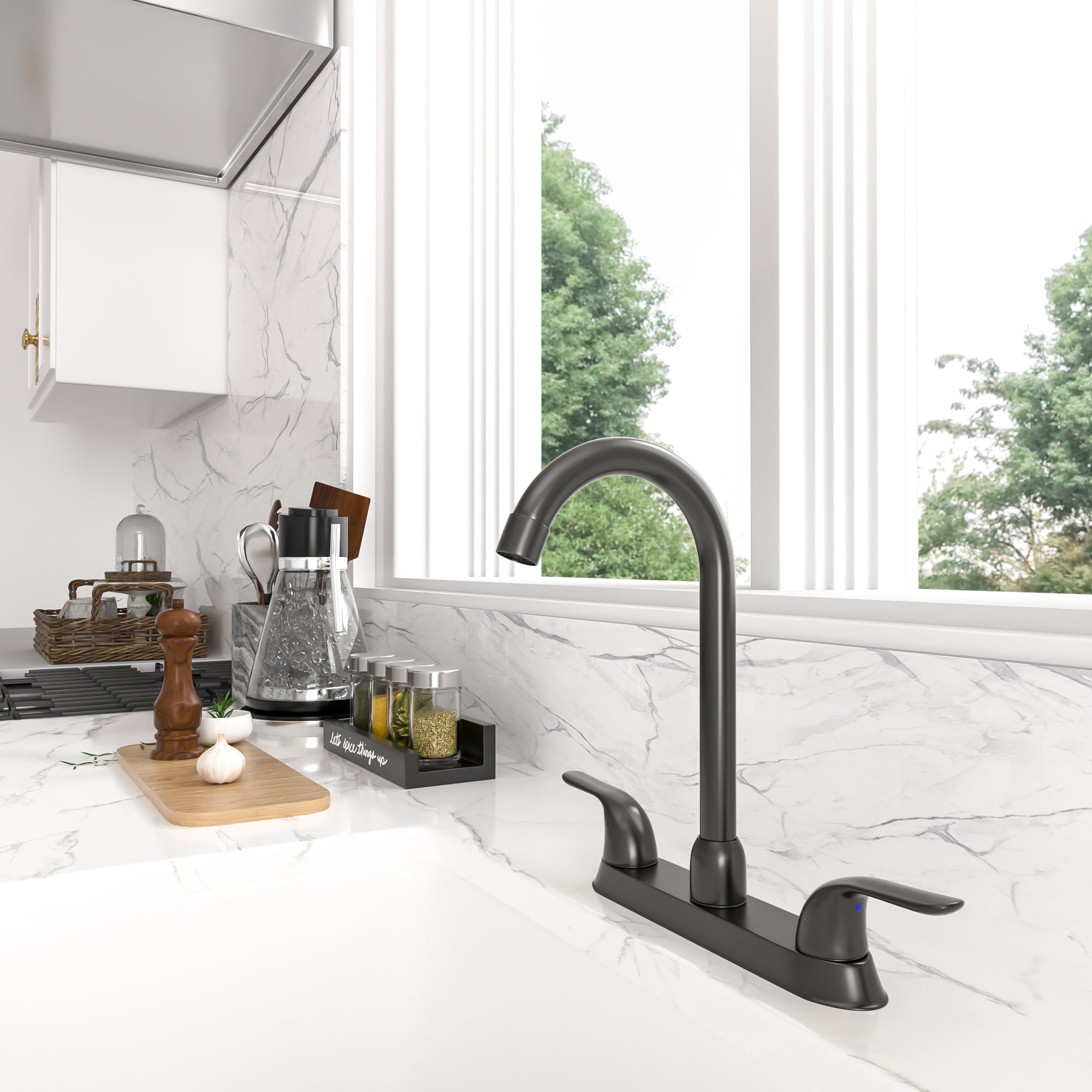 Lordear Brass Double Handle 360° Rotate High-Arch Kitchen Faucet from Lordear