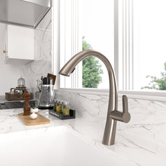 Lordear Brass Modern Single Handle Brushed Nickel Kitchen Faucet from Lordear