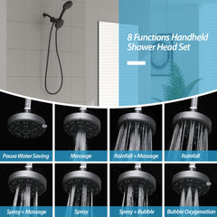 Lordear 5" Stainless Steel Wall Mounted Matte Black Rainfall Round Dual Head Shower Head from Lordear