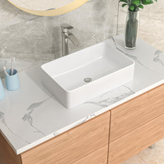 Lordear 21" x 14" White Ceramic Countertop Rectangular Vessel Bathroom Sink from Lordear