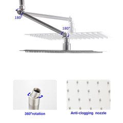 Lordear 12" Stainless Steel Shower Head Dripping with 11" Extension Shower Arm from Lordear