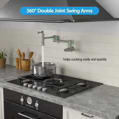 Pot Filler Faucet Solid Brass Wall Mounted in Brushed Nickel from Lordear