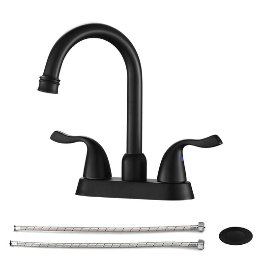 Lordear Brass Black Deck Mount Dual Handle Bathroom Faucet  from Lordear