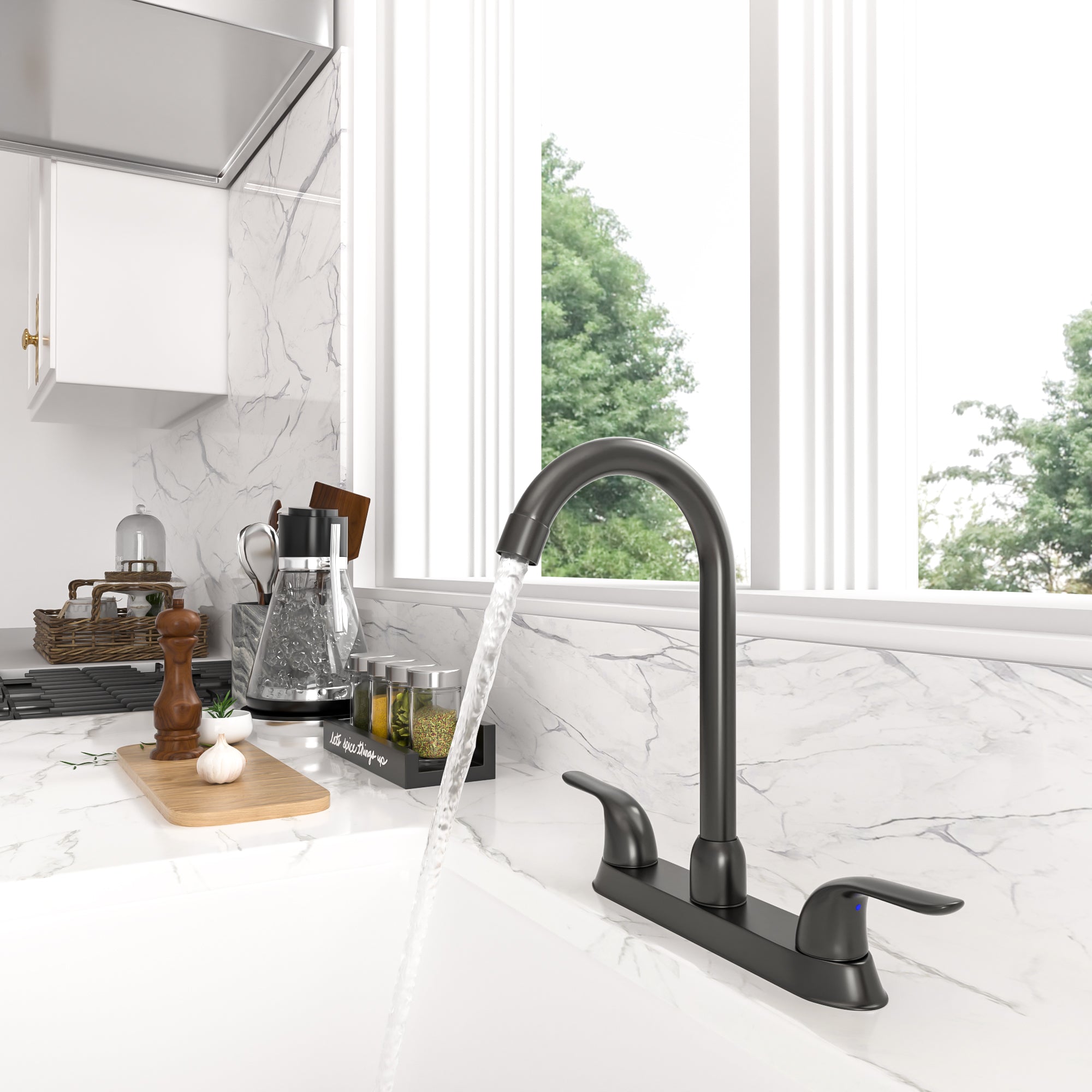 Lordear Brass Double Handle 360° Rotate High-Arch Kitchen Faucet from Lordear