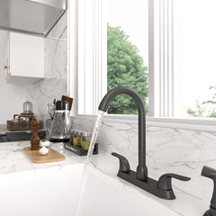 Lordear Brass Modern Design Double Handle Pull Out Spray Head Kitchen Faucet from Lordear