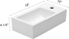Lordear White Ceramic 18"x 10" Rectangle Wall Mount Bathroom Sink from Lordear