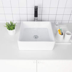 Lordear 15" x 15" White Ceramic Drop-in Square Vessel Bathroom Sink  from Lordear