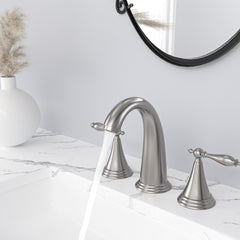 Lordear Brass Split Type Dual Handle Bathroom Faucet with Pop-Up Drain And Water Hoses from Lordear