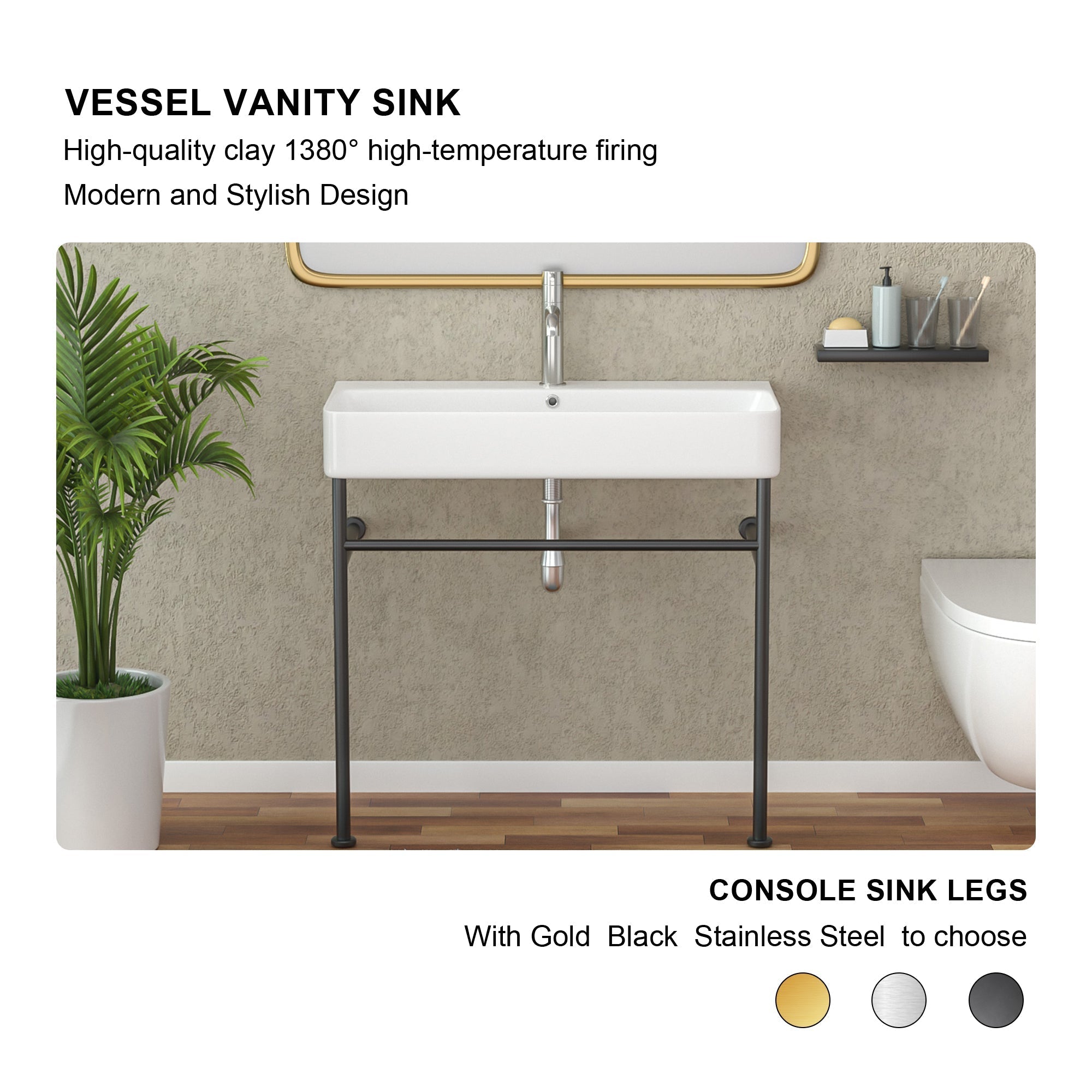 Lordear 32'' X 17'' White Ceramic Rectangular Bathroom Sink with Overflow from Lordear