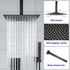 Lordear 12" Stainless Steel Wall Mounted Square Rainfall Shower Head System Faucet Set from Lordear
