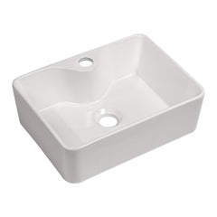 Lordear 16" W X 12" D White Ceramic Vessel Bathroom Sink with Faucet Hole from Lordear