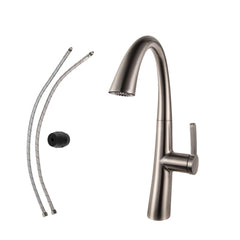 Lordear Brass Modern Single Handle Brushed Nickel Kitchen Faucet from Lordear