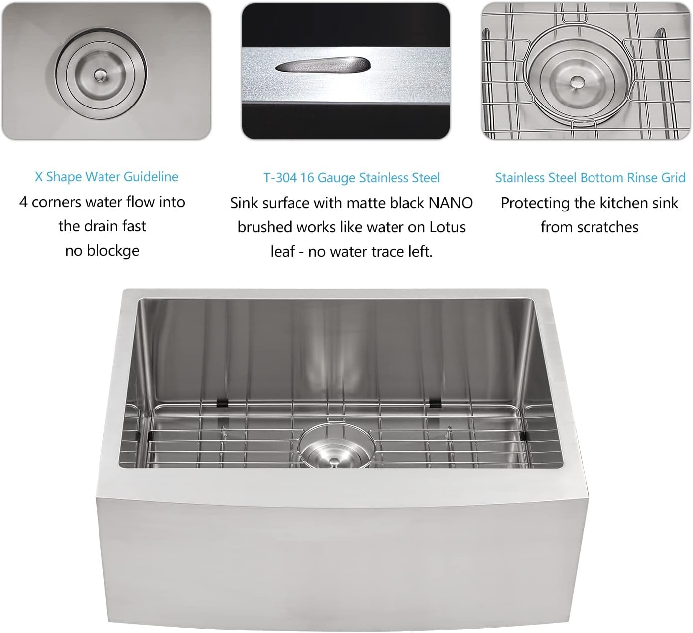 Lordear 27'' Stainless Steel Single Bowl Farmhouse Kitchen Sink from Lordear