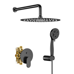 Lordear 10" Stainless Steel Wall Mounted Matte Black Round Rainfall Shower Head from Lordear