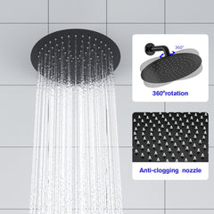 Lordear 10" Stainless Steel Wall Mounted Round Rainfall Shower Head with Bathroom Faucet from Lordear