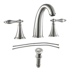 Lordear Brass Split Type Dual Handle Bathroom Faucet with Pop-Up Drain And Water Hoses from Lordear