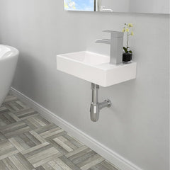 Lordear White Ceramic 18"x 10" Rectangle Wall Mount Bathroom Sink from Lordear