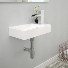 Lordear White Ceramic 18"x 10" Rectangle Wall Mount Bathroom Sink from Lordear