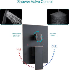 Lordear High Pressure Shower System 10 Inch Shower Faucet Set Ceiling Mounted Matte Black Finish Stainless Steel Shower Head and Handheld, Brass Main Body Shower Valve Included from Lordear