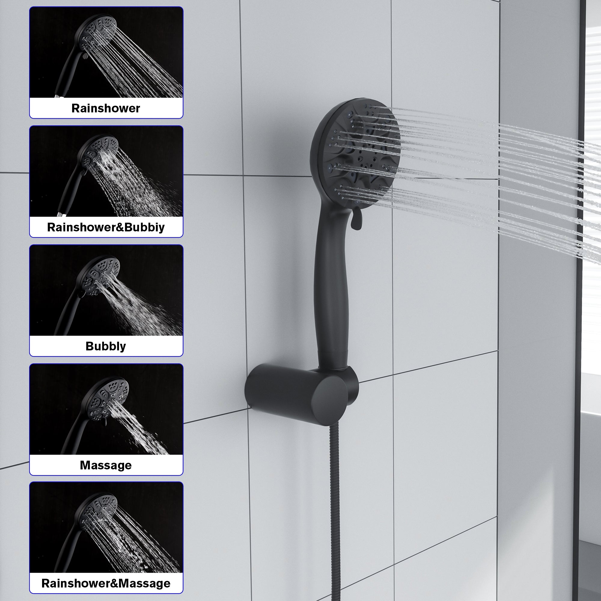 Lordear 10" Stainless Steel Wall Mounted Matte Black Round Rainfall Shower Head from Lordear