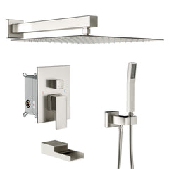 Lordear 10 inch Brushed Nickel Rain Shower Head System with Faucet from Lordear