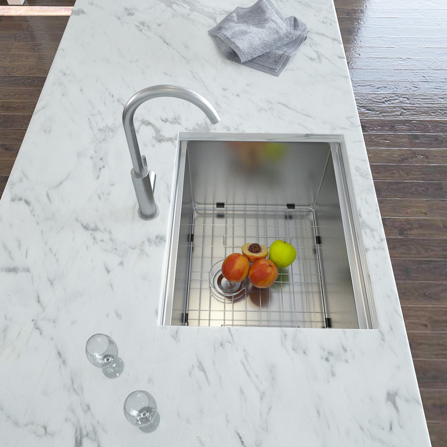 Lordear 23" Stainless Steel Undermount Brushed Single Bowl Workstation Kitchen Sink from Lordear