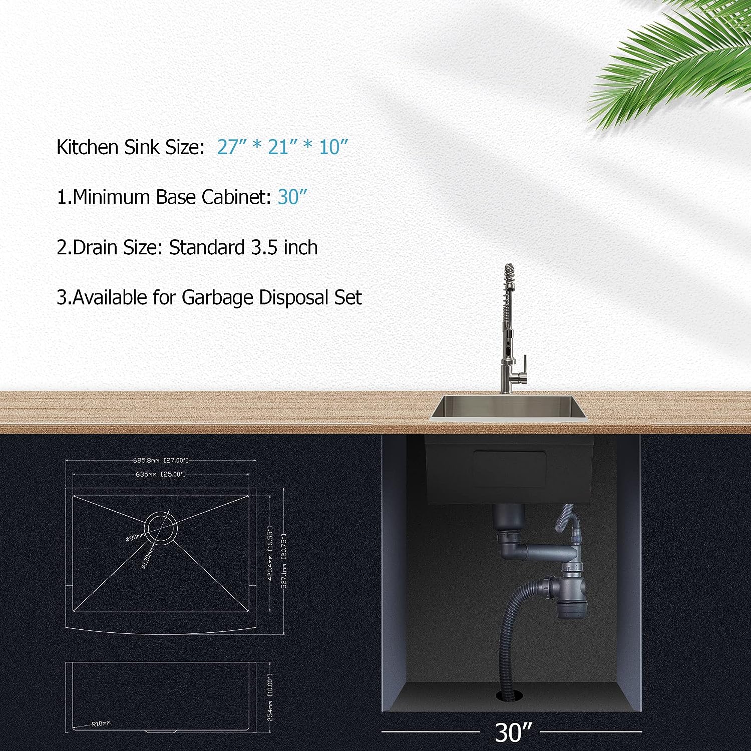 Lordear 27'' Stainless Steel Single Bowl Farmhouse Kitchen Sink from Lordear