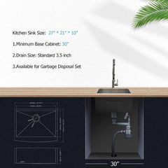 Lordear 27'' Stainless Steel Single Bowl Farmhouse Kitchen Sink from Lordear