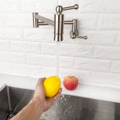 Pot Filler Faucet Solid Brass Wall Mounted in Brushed Nickel from Lordear