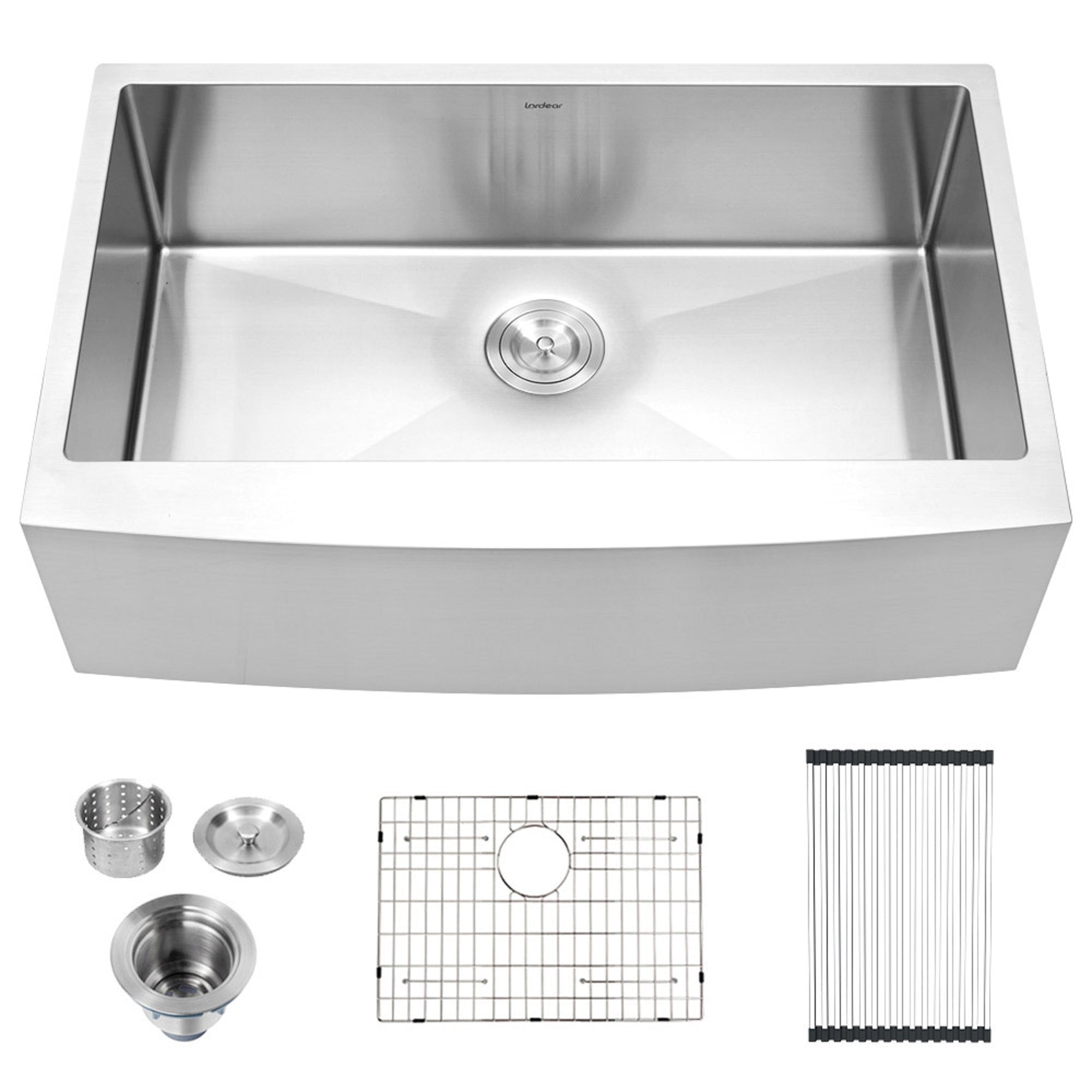 Lordear 33" x 21" Stainless Steel Single Bowl Apron Front Farmhouse Kitchen Sink from Lordear