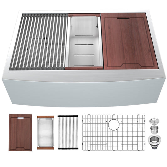 Lordear Stainless Steel Single Bowl Apron Front Farmhouse Workstation Kitchen Sink  from Lordear