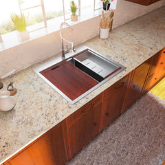 Lordear 25'' Stainless Steel Single Bowl Topmount Workstation Kitchen Sink from Lordear