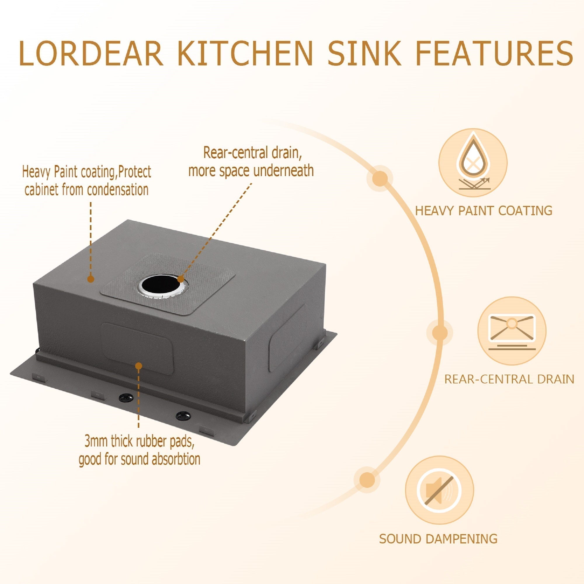 Lordear 25'' Stainless Steel Single Bowl Topmount Workstation Kitchen Sink from Lordear
