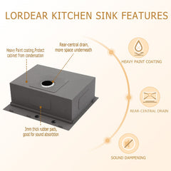 Lordear 25'' Stainless Steel Single Bowl Topmount Workstation Kitchen Sink from Lordear