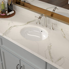 Lordear 19.5" x 16" Ceramic White Oval Undermount Bathroom Sink with Overflow from Lordear