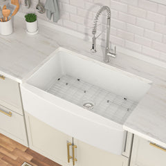 Lordear 33'' Fireclay Porcelain Ceramic White  Apron Front Single Bowl Farmhouse Kitchen Sink  from Lordear