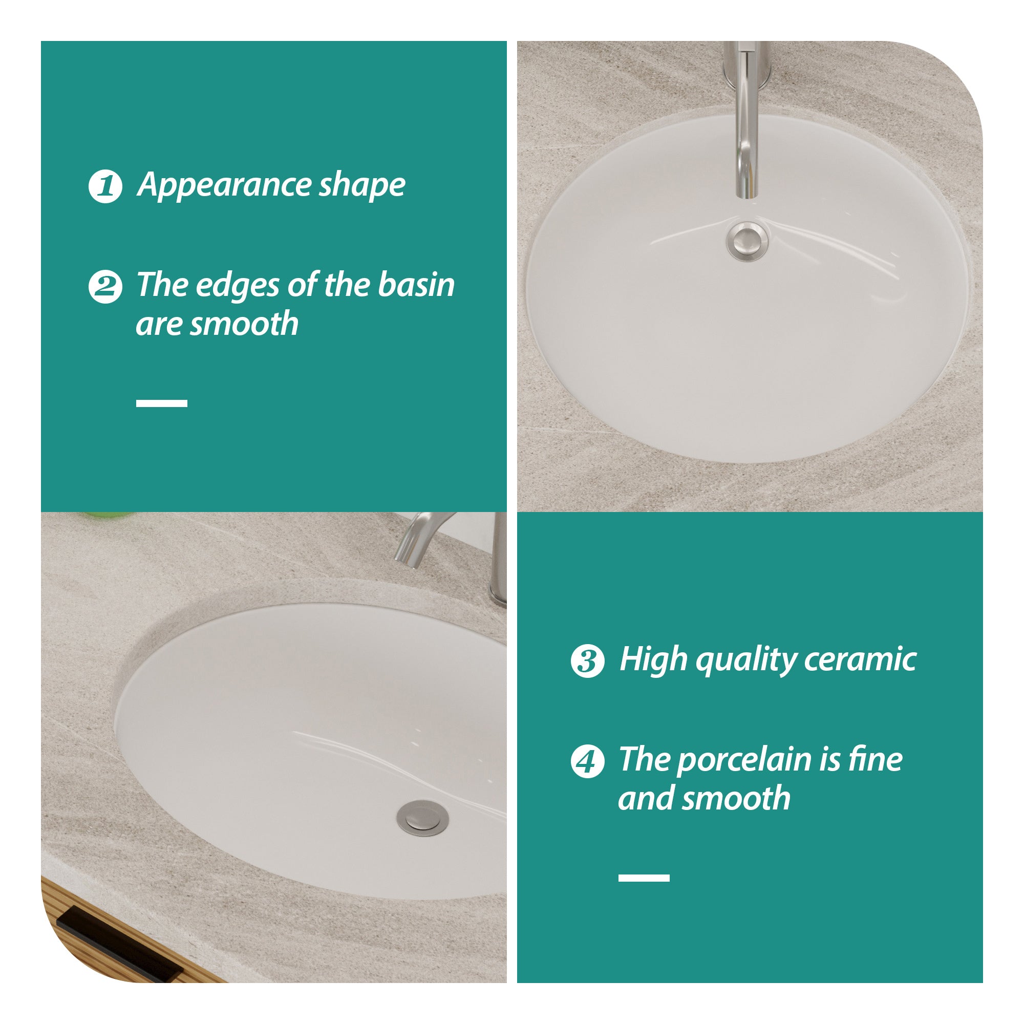 Lordear 19.5" x 16" Ceramic White Oval Undermount Bathroom Sink with Overflow from Lordear