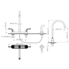 Lordear Brass Modern Design Double Handle Pull Out Spray Head Kitchen Faucet from Lordear